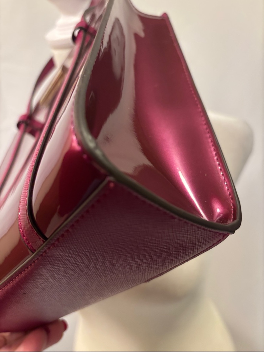 Kate Spade New York Kenzie Small Tote Dark Raspberry Patent Leather - Picture 8 of 16